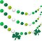 3 Pieces Pom Pom Garlands St. Patrick's Day Felt Shamrock Clover Irish Wall Hanging